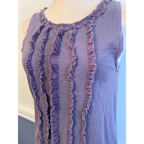 Small J.Crew Purple Tank Muted Purple Knit Ruffle Front Style Sleeveless Women's - Picture 3 of 6